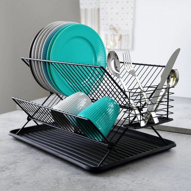 Suszarka do naczyń Vilde Czarna 45 x 32 x 25.5 cm (5907610287263) - obraz 3