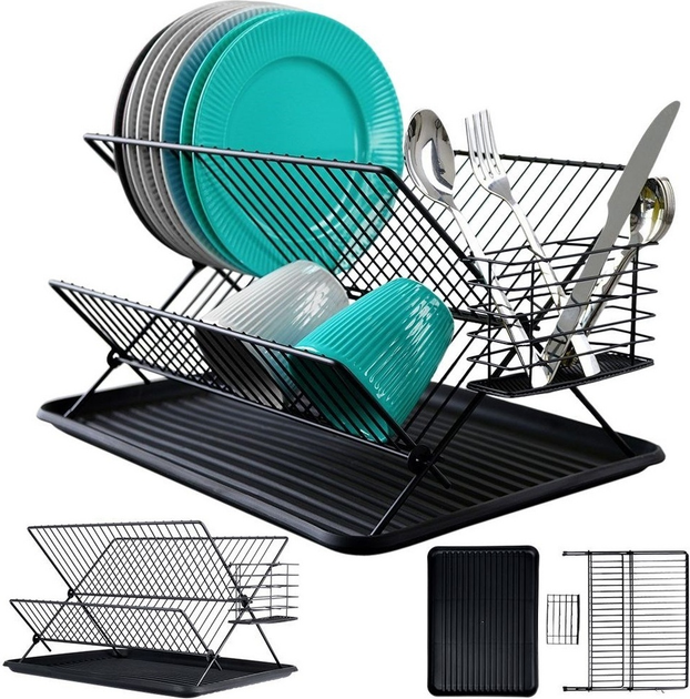 Suszarka do naczyń Vilde Czarna 45 x 32 x 25.5 cm (5907610287263) - obraz 4