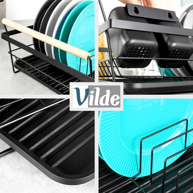Suszarka do naczyń Vilde Czarna 50.5 x 33 x 18 cm (5904316490850) - obraz 5