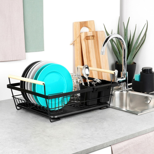 Suszarka do naczyń Vilde Czarna 45 x 33 x 18 cm (5904316490843) - obraz 7