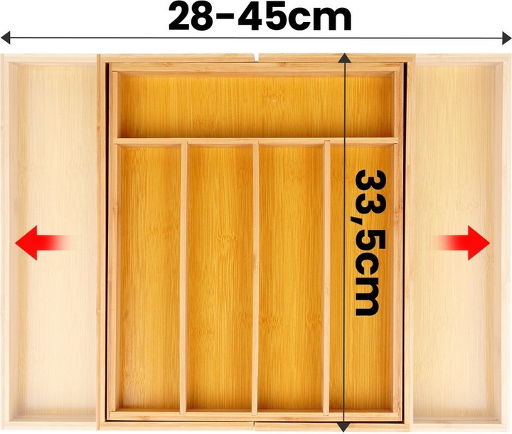 Wkład na sztućce do szuflady Vilde rozsuwany bambusowy Brązowy 35.5-54.5 x 45.5 cm (5904316492519) - obraz 3