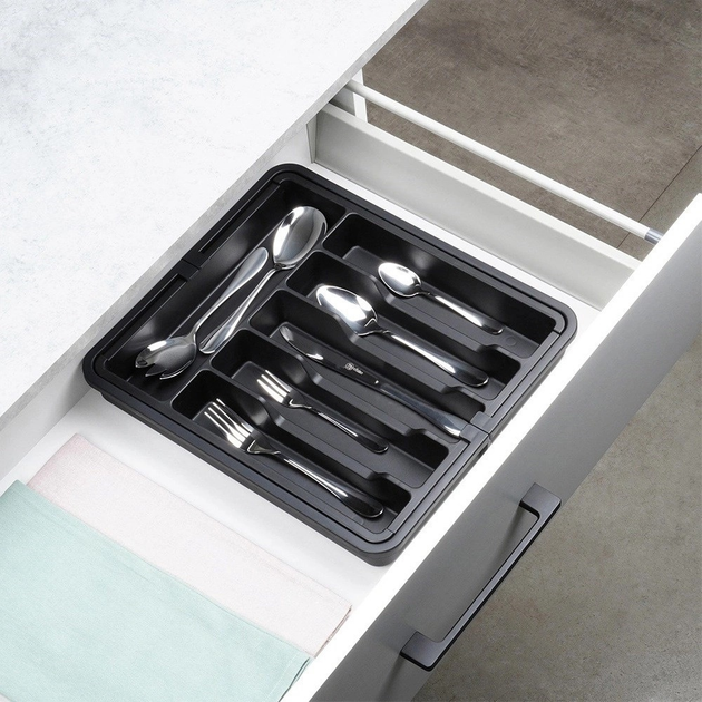 Wkład na sztućce do szuflady Vilde rozsuwany Czarny 33-56.5 x 37.5 cm (5904316476342) - obraz 5