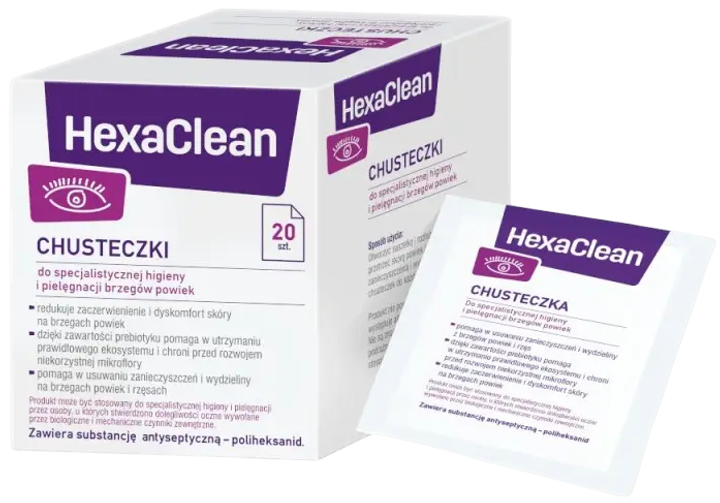 Chusteczki do higieny powiek HexaClean 20 szt (5906190431875) - obraz 1