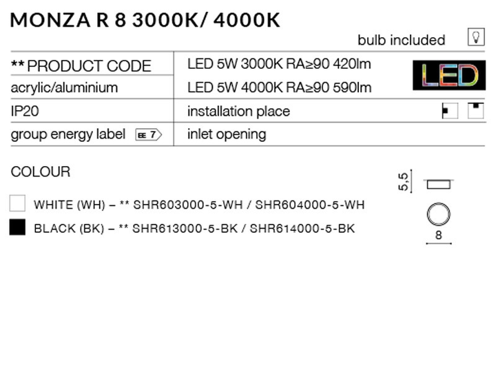 Точковий світильник AZzardo MONZA R 8 AZ2255 (SHR613000-5-BK) - зображення 4