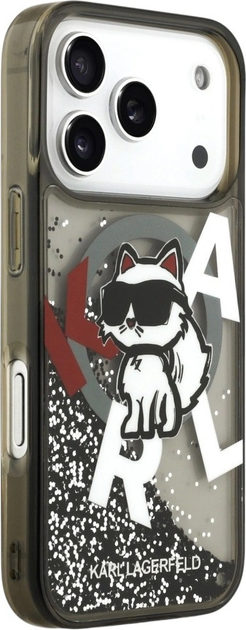 Панель Karl Lagerfeld Liquid Glitter Choupette Logo MagSafe для Apple iPhone 17 Pro Black (3666339504854) - зображення 4