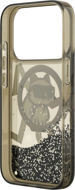 Панель Karl Lagerfeld Liquid Glitter Choupette Logo MagSafe для Apple iPhone 17 Pro Black (3666339504854) - зображення 7