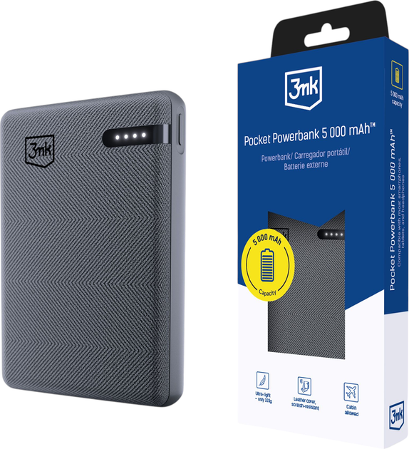УМБ 3MK Pocket Powerbank 5000 mAh 12W Gray (5903108605410) - зображення 11