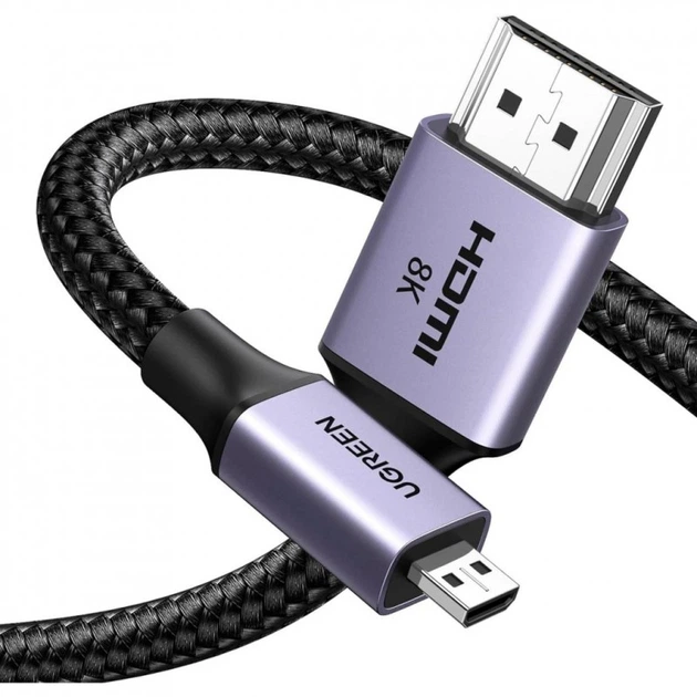 Кабель мультимедийный HDMI M to HDMI micro M 2.0m V2.1 8K60Hz HD164 black Ugreen (15517) (320739) - изображение 2