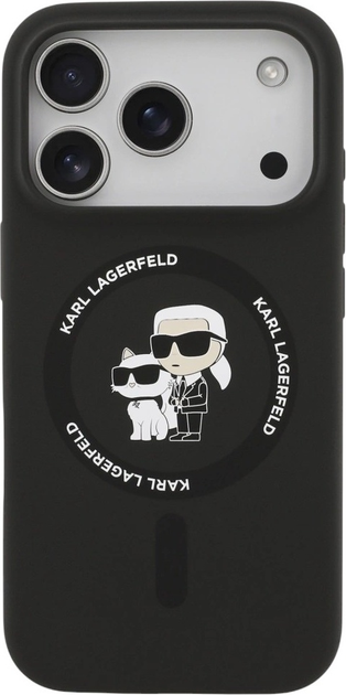 Etui Karl Lagerfeld Silicone Karl&Choupette Ring MagSafe do Apple iPhone 17 Pro Black (3666339549558) - obraz 2