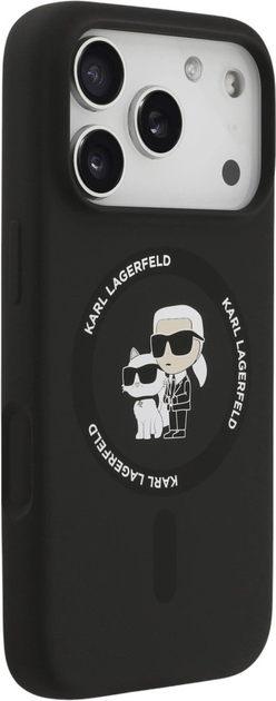 Etui Karl Lagerfeld Silicone Karl&Choupette Ring MagSafe do Apple iPhone 17 Pro Black (3666339549558) - obraz 4