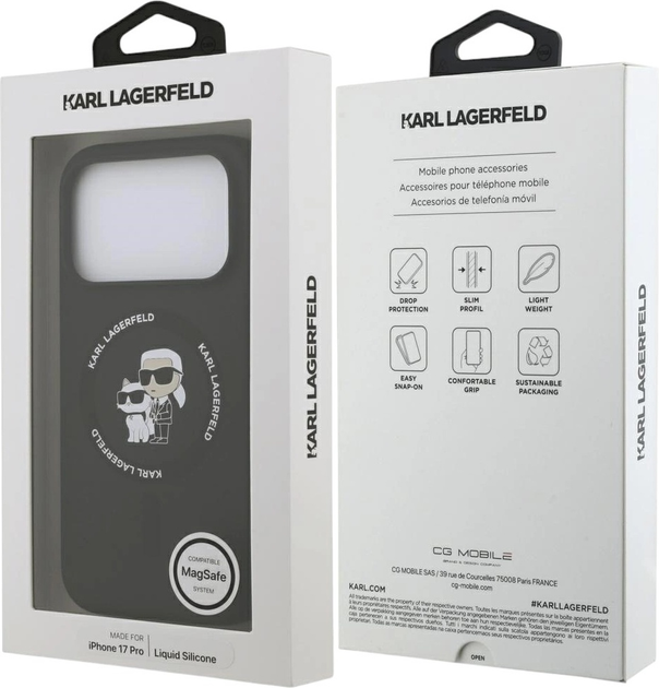 Etui Karl Lagerfeld Silicone Karl&Choupette Ring MagSafe do Apple iPhone 17 Pro Black (3666339549558) - obraz 8