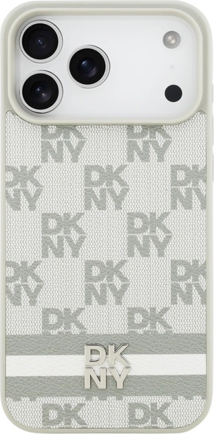 Etui DKNY Checkered with Printed Stripes do Apple iPhone 17 Pro Max Beige (3666339545789) - obraz 2