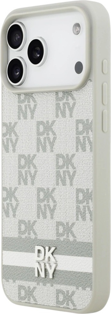 Etui DKNY Checkered with Printed Stripes do Apple iPhone 17 Pro Max Beige (3666339545789) - obraz 3