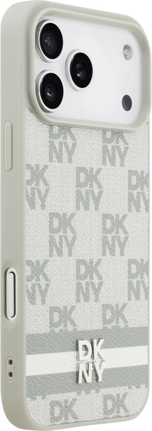 Etui DKNY Checkered with Printed Stripes do Apple iPhone 17 Pro Max Beige (3666339545789) - obraz 4