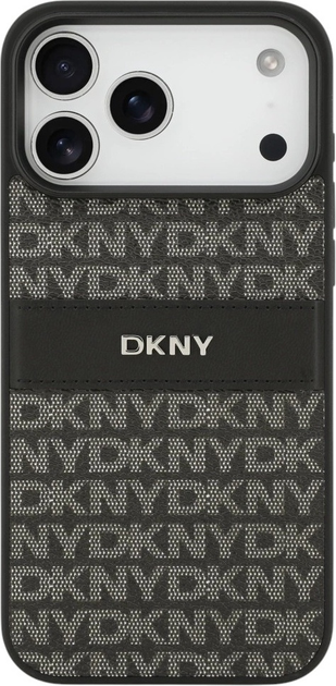 Etui DKNY Repeat Texture Pattern with Tonal Stripe do Apple iPhone 17 Pro Max Black (3666339545741) - obraz 2