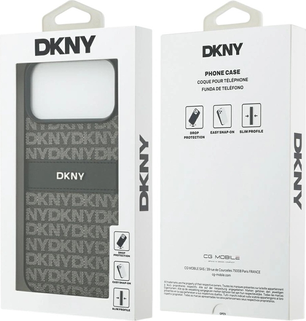 Etui DKNY Repeat Texture Pattern with Tonal Stripe do Apple iPhone 17 Pro Max Black (3666339545741) - obraz 8