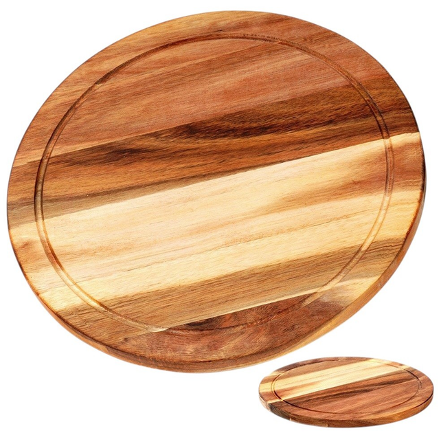 Дошка для нарізання та сервірування Excellent Houseware дерев’яна Коричнева 30 см (8720573838788) - зображення 3