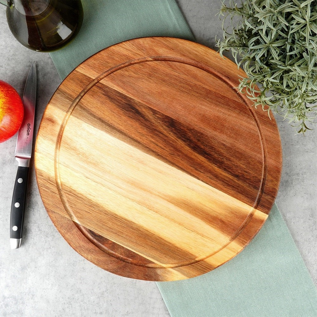 Дошка для нарізання та сервірування Excellent Houseware дерев’яна Коричнева 30 см (8720573838788) - зображення 4