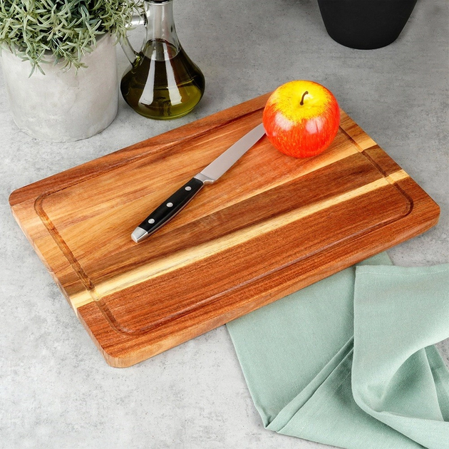 Deska do krojenia i serwowania Excellent Houseware drewniana Brązowa 37 x 25 cm (8720573837545) - obraz 5