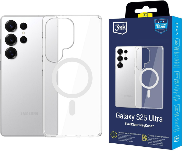 Etui 3MK EverClear MagCase do Samsung Galaxy S25 Ultra Transparent (5903108657242) - obraz 1