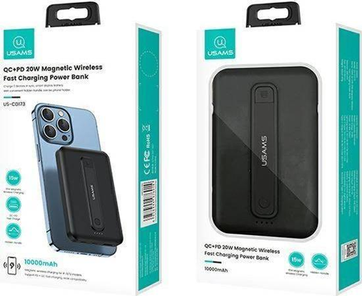 УМБ Usams US-CD173 Magnetic Wireless 10000mAh 20WQC3.0+PD Black (6958444976914) - зображення 6