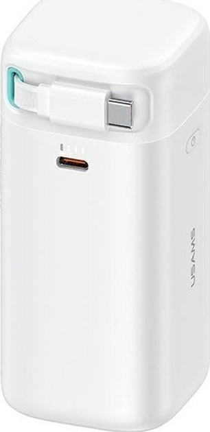 УМБ Usams US-CD216 XMF USB-C Retractable 18000 mAh PD 45W White (6958444907628) - зображення 1