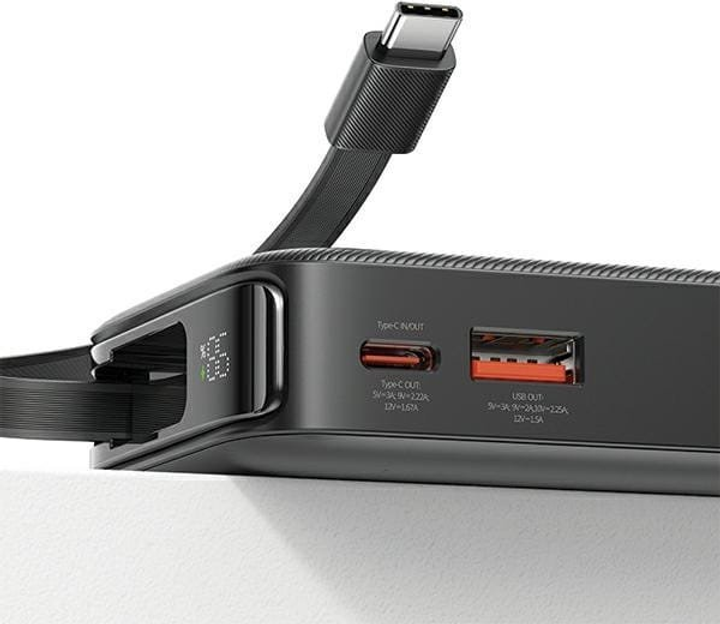 УМБ Usams US-CD225 Lightning Retractable 10000 mAh PD 20W Black (6958444910123) - зображення 4