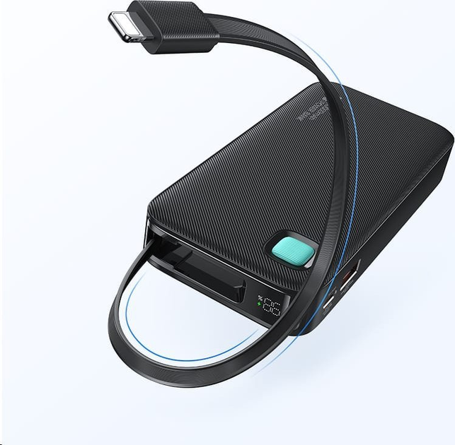 УМБ Usams US-CD225 Lightning Retractable 10000 mAh PD 20W Black (6958444910123) - зображення 5