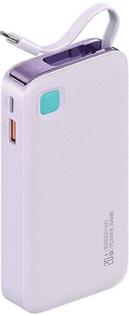 УМБ Usams US-CD225 Lightning Retractable 10000 mAh PD 20W Purple (6958444910147) - зображення 1