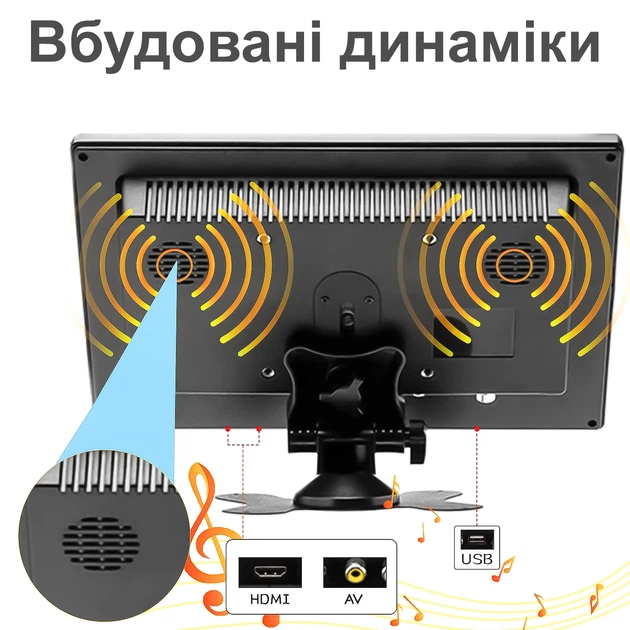 Монитор автомобильный сенсорный Podofo K101 монитор 10` 1024х600 Black, K0202EU (18697) - изображение 10