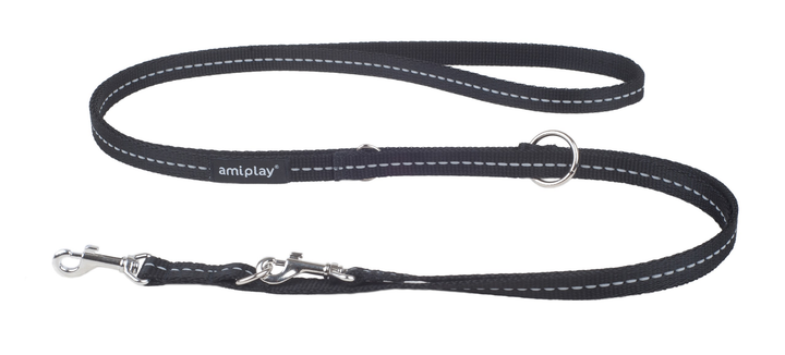 Повідець Amiplay Reflective S 6в1 1-2 м Чорний (5907563215498) - зображення 1