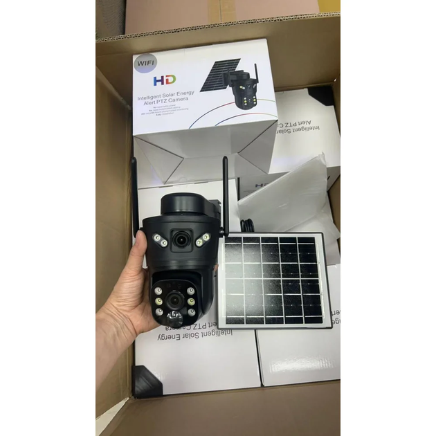 Камера відеоспостереження вулична із сонячною панеллю 360 4G Solar camear D05-4G V380 Чорна - зображення 2