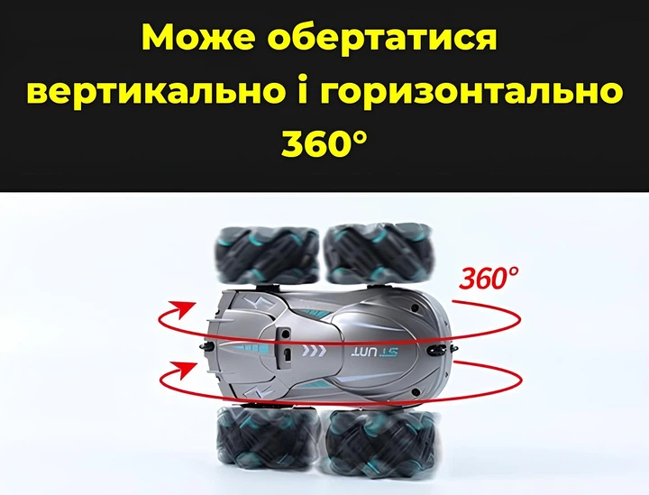 Радиоуправляемая машина Stunt Elves. Разворот на 360. Оборотень трюковый. Вездеход на пульте. Серебристый - изображение 9