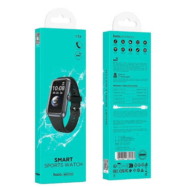 Смарт часы Hoco Y34 (поддержка звонков, Bluetooth 5.3, 1.47", TFT-дисплей, 180 мАгод, мониторинг здоровья) - Черный - изображение 5