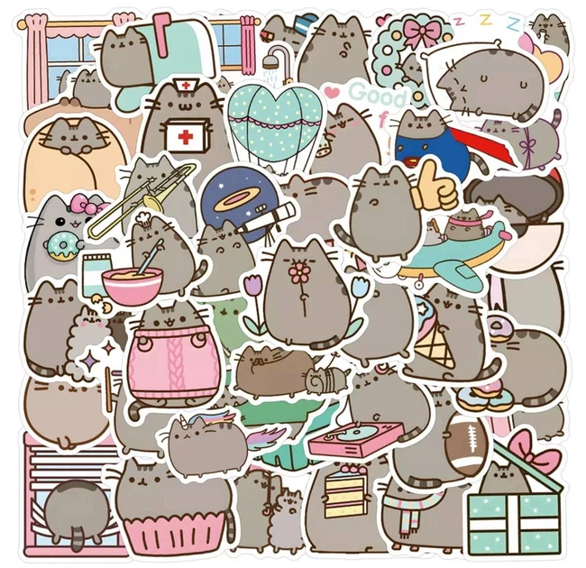 Набір наклейок, наліпок стікерів кота Пушина, Стікерпак Pusheen, 57 шт - Фото 1 Набір наклейок, наліпок стікерів кота Пушина, Стікерпак Pusheen, 57 шт - изображение 1