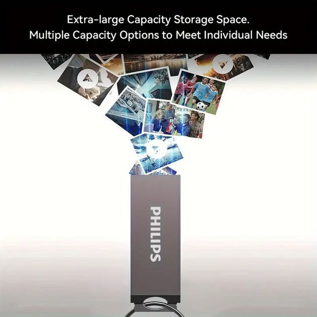 USB Флешка Карта памяти PHILIPS Брелок Накопитель 128Гб металлическая Черная - изображение 6
