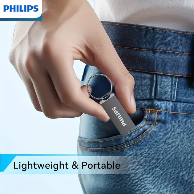 USB Флешка Карта памяти PHILIPS Брелок Накопитель 128Гб металлическая Черная - изображение 8