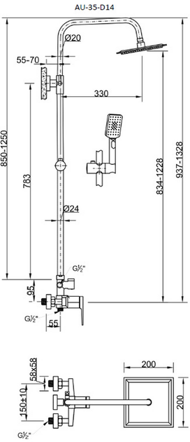 System prysznicowy Invena Midnight AU-35-D14-V - obraz 4