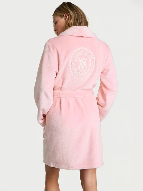 Халат Victoria's Secret Short Cozy Plush Robe XL/XXL Рожевий (2671422D) - зображення 2