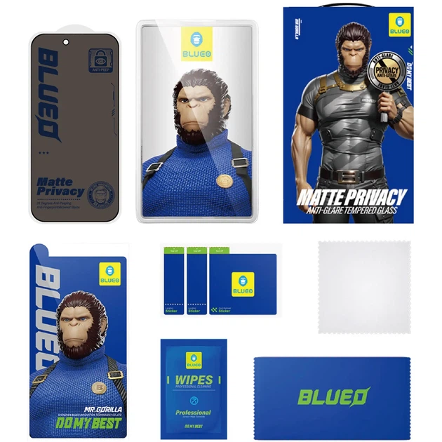 Защитное 2.5D стекло приватное антишпион матовое Blueo Full Cover Anti-Peep Matte для Apple iPhone 17/ 17 Pro/ 16 Pro (6.3") Black - изображение 3