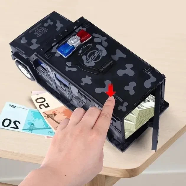 Дитяча обертова скарбничка-сейф для грошей Military car Safe Box з музикою у формі військової машини - зображення 6
