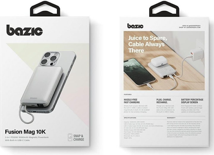 УМБ Bazic by Energea Fusion Mag 10000 mAh 20W Silver (8885020103205) - зображення 5