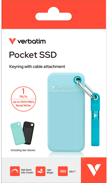 SSD диск Verbatim Pocket SSD 1ТВ USB 3.2 Gen 2 Type-C Blue (23942323242) - зображення 4