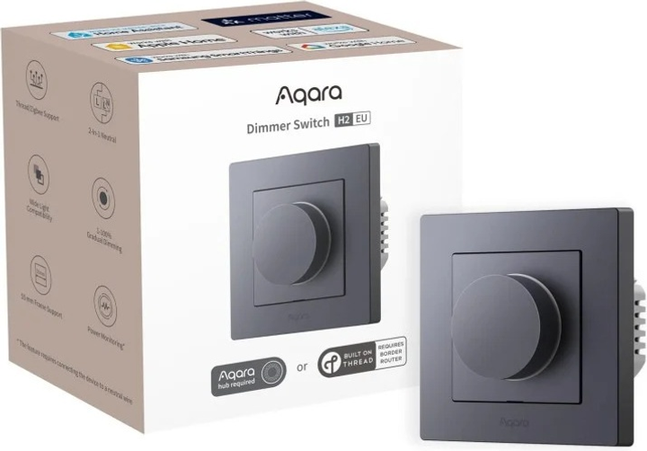 Димер світла з поворотною ручкою Aqara Dimmer Switch H2 EU Сірий (KD-R01D-G) - зображення 2