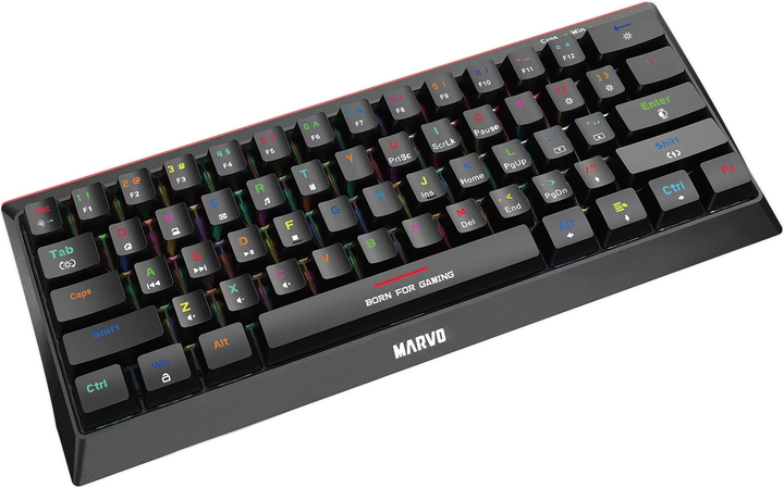 Klawiatura przewodowa Marvo KG962G Hecate 61R Jixian Red USB Black (KG962G EN-R) - obraz 3
