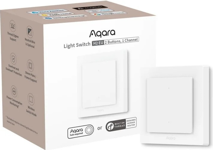 Inteligentny włącznik Aqara Light Switch H2 EU 2 przyciski, 1 kanał (WS-K07D) - obraz 2