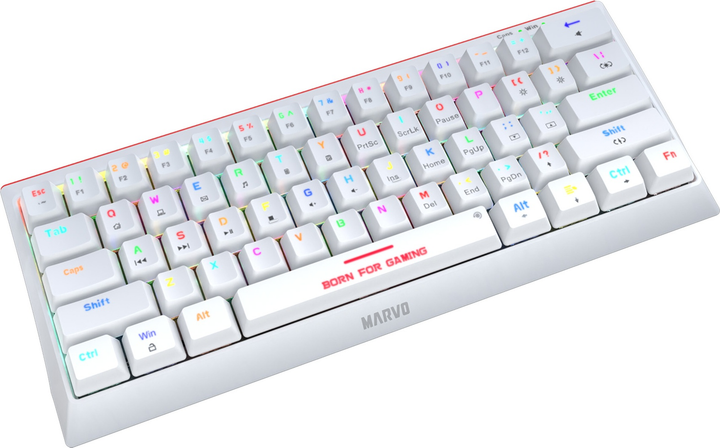Клавіатура дротова Marvo KG962G Hecate 61R Jixian Red USB White (KG962G WH EN-R) - зображення 2