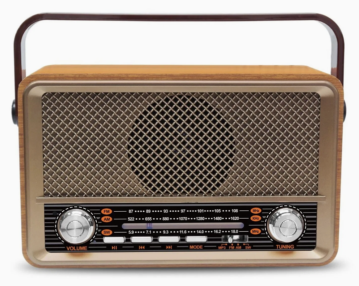 Радио на аккумуляторе - Bluetooth колонка с пультом управления Kemai Retro радиоприемник аккумуляторный (USB/TF/AUX) Коричневый - Фото 6 Радио на аккумуляторе - Bluetooth колонка с пультом управления Kemai Retro радиоприемник аккумуляторный (USB/TF/AUX) Коричневый - изображение 6
