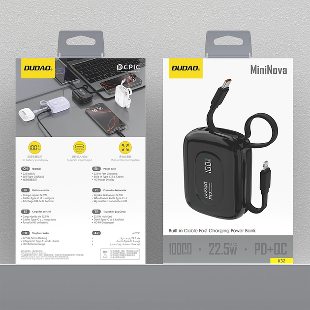 УМБ Dudao K32 10000 mAh 22.5W Black (6977196682027) - зображення 7