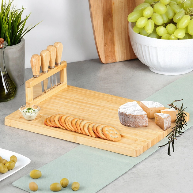 Deska do serów Vilde bambusowa z nożami Beżowa 5 elemenów (5904316492472) - obraz 6